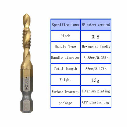 Multi functional HSS drilling tapping integrated spiral tap hand-held electric drill tap tool chamfer machine composite tap