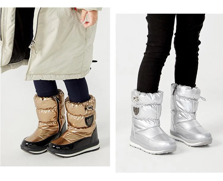 30% vera lana inverno caldo scarpe da bambino stivali da neve per bambini impermeabili -30 gradi tenere al caldo ragazze ragazzi stivali da neve scarpe per bambini