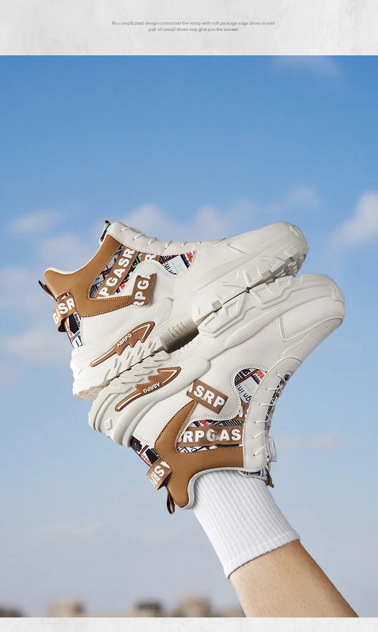 Scarpe da corsa sportive da uomo di grandi dimensioni per adolescenti, casual, con bottone di rotazione, fondo spesso, scarpe da papà rialzate, nuovo arrivo autunnale