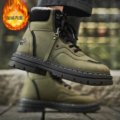 Stivali da uomo invernali Scarpe da esterno in cotone caldo peluche Nero Taglia 48 Scarpe da uomo resistenti al freddo con lacci impermeabili antiscivolo