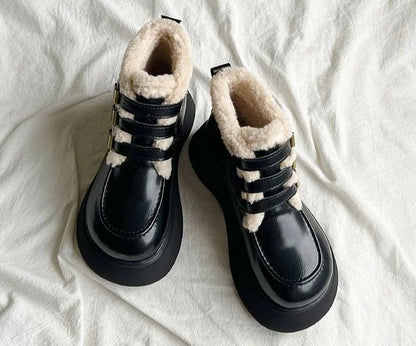 Stivali da neve da donna imbottiti con lacci eleganti con tacco medio Scarpe da donna con lacci Y2k Peluche protettivo Comodo di alta qualità 39