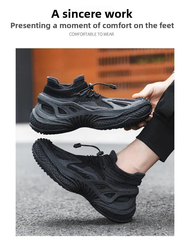 Scarpe da corsa da uomo Tomaia in mesh Traspirante Calzature sportive casual Tendenza estiva Ultraleggero Comodo Slip-on alla caviglia alta