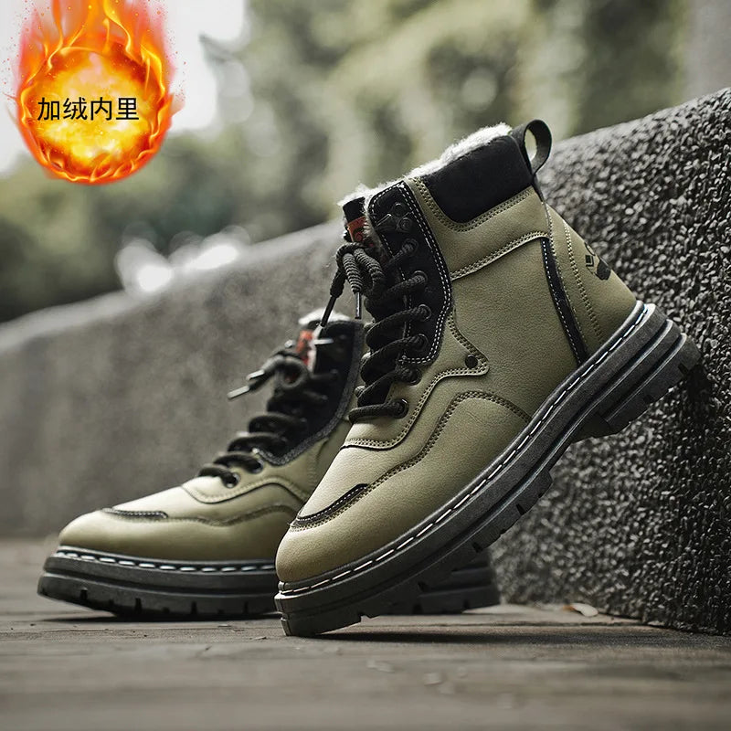 Stivali da uomo invernali Scarpe da esterno in cotone caldo peluche Nero Taglia 48 Scarpe da uomo resistenti al freddo con lacci impermeabili antiscivolo