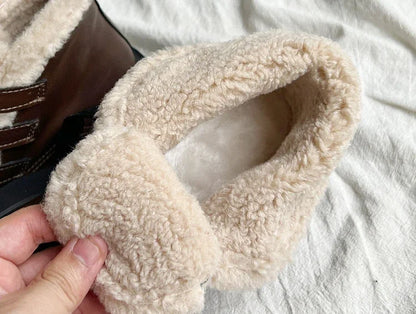 Stivali da neve da donna imbottiti con lacci eleganti con tacco medio Scarpe da donna con lacci Y2k Peluche protettivo Comodo di alta qualità 39
