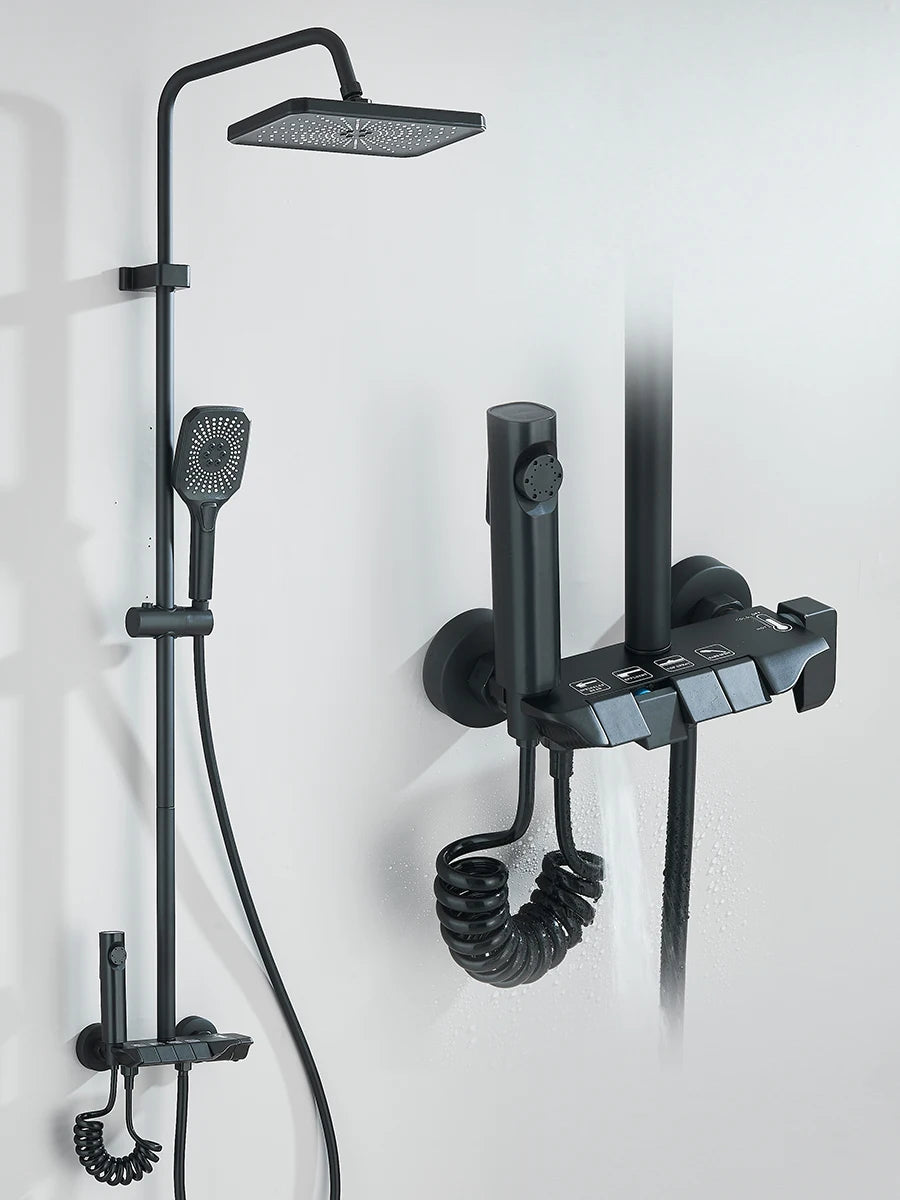 Sistema doccia a 4 vie con soffione a pioggia, bidet, miscelatore per acqua calda e fredda per kit doccia da bagno