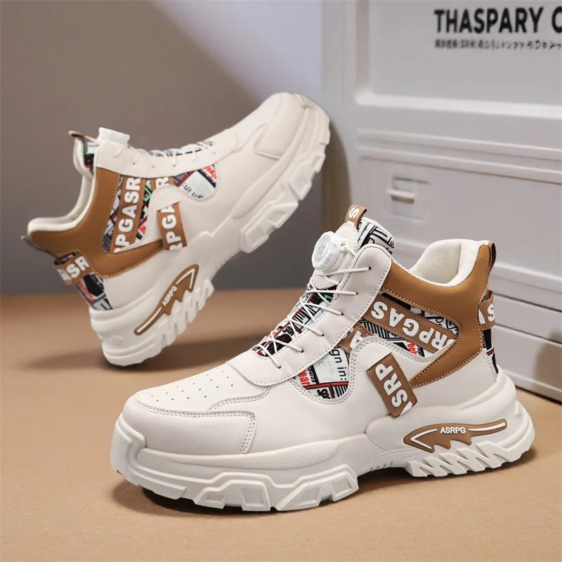 Scarpe da corsa sportive da uomo di grandi dimensioni per adolescenti, casual, con bottone di rotazione, fondo spesso, scarpe da papà rialzate, nuovo arrivo autunnale