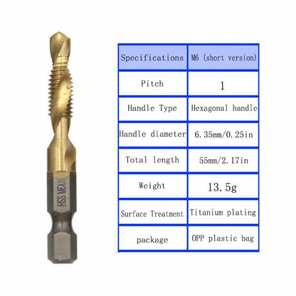 Multi functional HSS drilling tapping integrated spiral tap hand-held electric drill tap tool chamfer machine composite tap