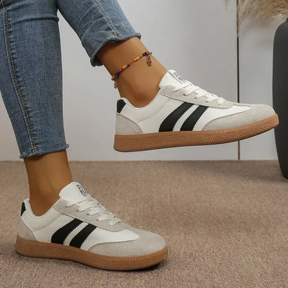 Scarpe da ginnastica comode e leggere da donna Scarpe sportive stringate a righe alla moda Scarpe da ginnastica verdi traspiranti casual da donna Taglie forti