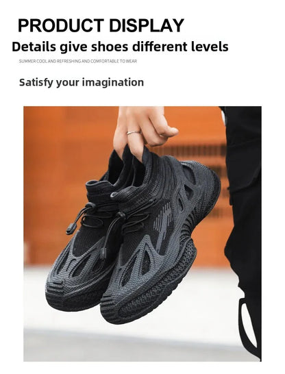 Scarpe da corsa da uomo Tomaia in mesh Traspirante Calzature sportive casual Tendenza estiva Ultraleggero Comodo Slip-on alla caviglia alta