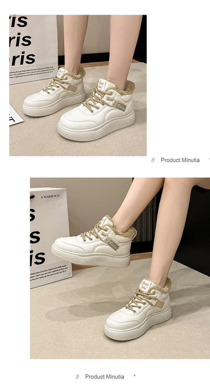 Stivali da neve da donna Scarpe in cotone ispessito in pile Inverno Nuove scarpe calde e versatili con la suola spessa Stivali da neve alla moda resistenti al freddo