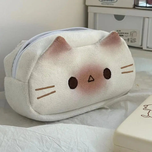 Astuccio portapenne di peluche di alta qualità, a forma di gatto French Toast, grande capacità, organizer per cancelleria per studenti