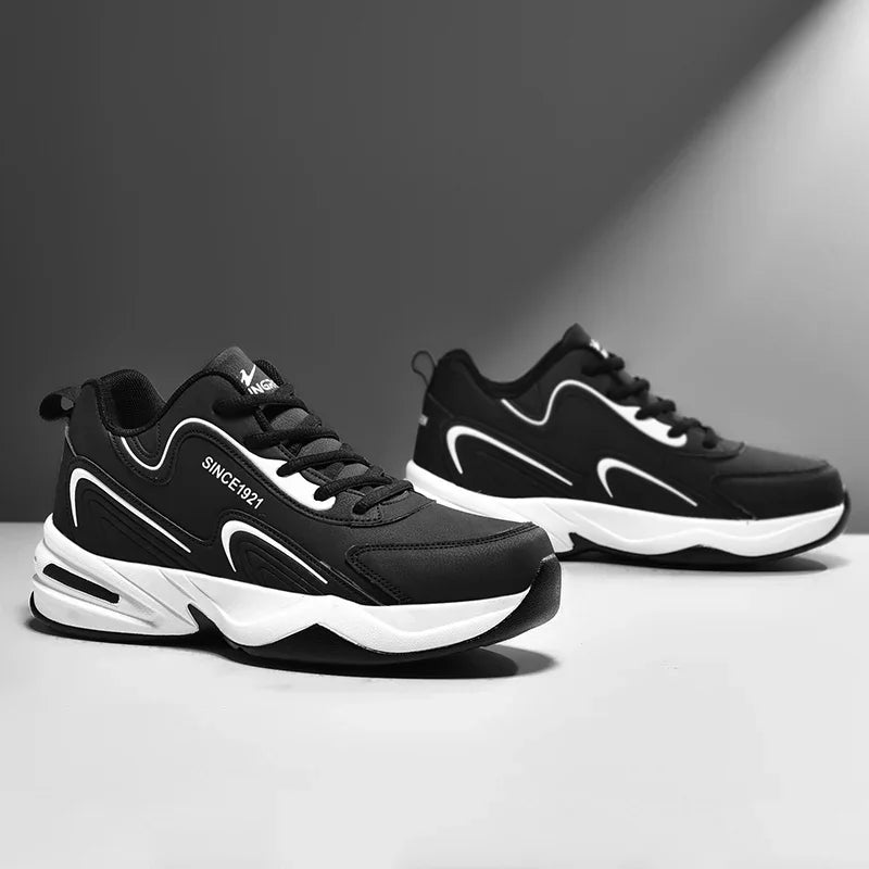 Scarpe da corsa sportive da uomo Scarpe da ginnastica casual morbide da passeggio all'aperto Sneaker in pelle di design di moda Tennis da uomo impermeabile Masculina