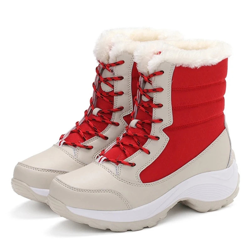 Stivali da neve Stivali con plateau da donna Scarpe invernali da donna antiscivolo Stivaletti caldi in pelliccia per donna Zeppe Stivali alti alla coscia impermeabili