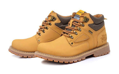 Stivali da uomo in vera pelle scarpe da lavoro Casual marrone marchio di lusso autunno inverno stivaletti maschili di moda fatti a mano Bot