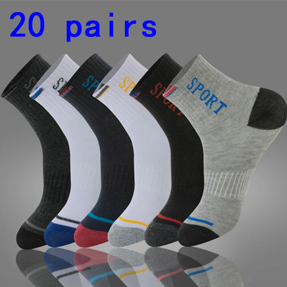 5 Pairs of Autumn and Winter MEN'S Sports Socks for Summer Leisure, Sweat Wicking, Lightweight and Breathable Basketball Socks