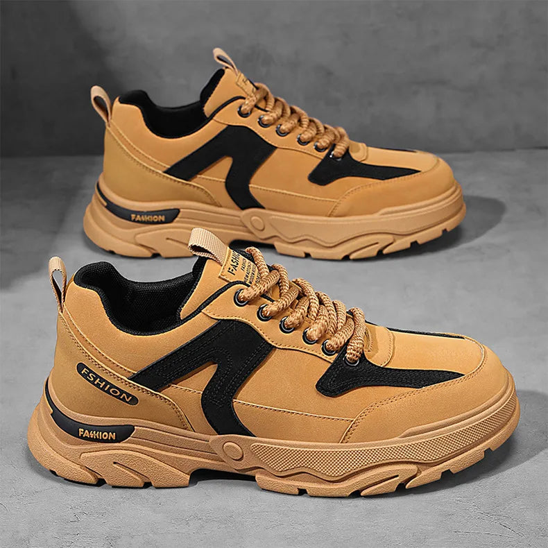 Fipatbu Scarpe casual primaverili da uomo Scarpe da ginnastica di lusso in pelle resistenti all'usura Chelsea Tattico Denim Combattimento Comode scarpe antinfortunistiche da lavoro