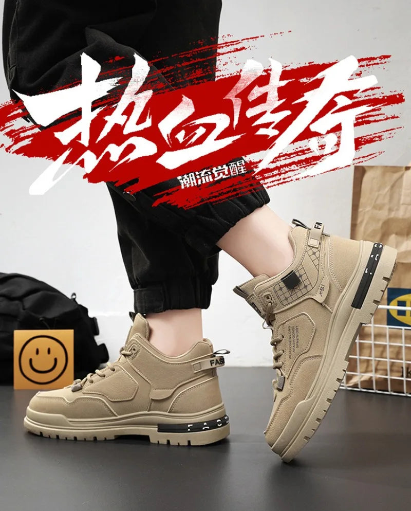 Scarpe Casual in pelle da uomo primavera traspirante spessore scarpe sportive studente moda High Top Skateboard scarpa stivaletto