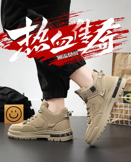 Scarpe Casual in pelle da uomo primavera traspirante spessore scarpe sportive studente moda High Top Skateboard scarpa stivaletto