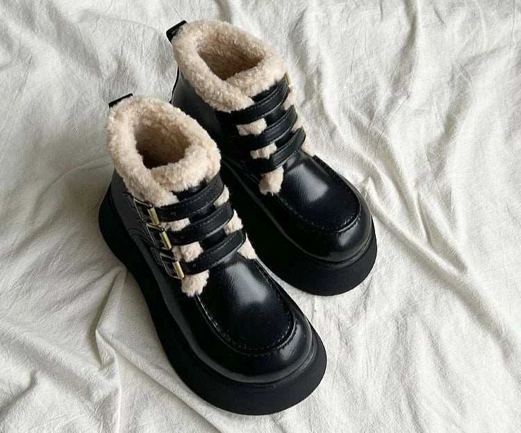 Stivali da neve da donna imbottiti con lacci eleganti con tacco medio Scarpe da donna con lacci Y2k Peluche protettivo Comodo di alta qualità 39