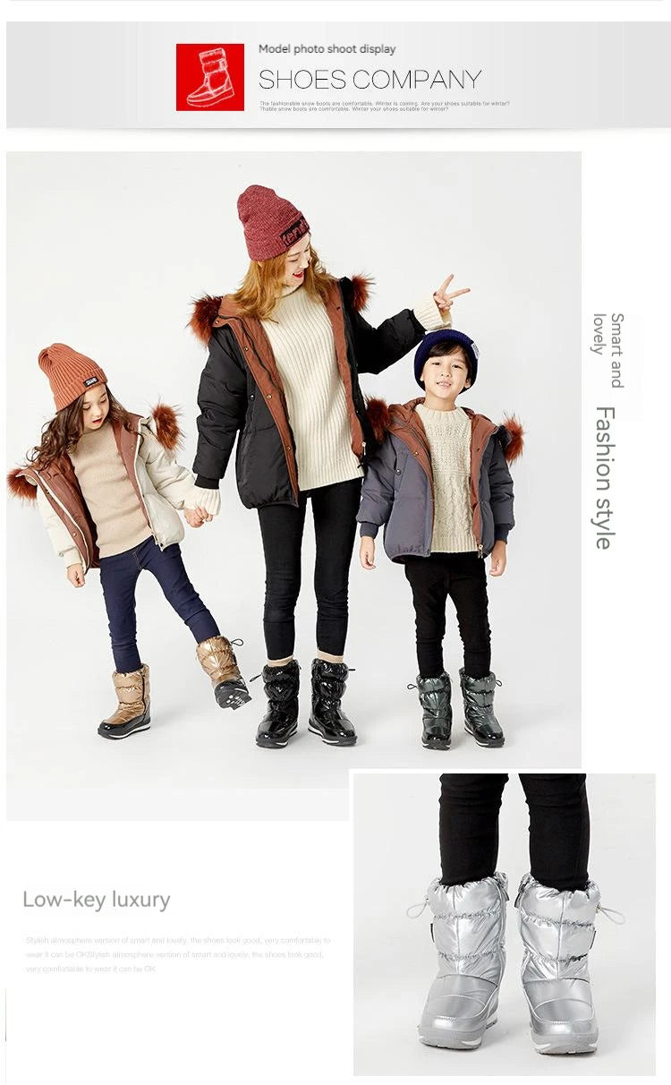 30% vera lana inverno caldo scarpe da bambino stivali da neve per bambini impermeabili -30 gradi tenere al caldo ragazze ragazzi stivali da neve scarpe per bambini