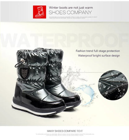 30% vera lana inverno caldo scarpe da bambino stivali da neve per bambini impermeabili -30 gradi tenere al caldo ragazze ragazzi stivali da neve scarpe per bambini