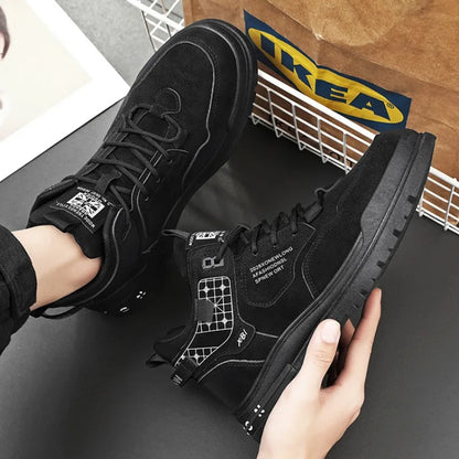 Scarpe Casual in pelle da uomo primavera traspirante spessore scarpe sportive studente moda High Top Skateboard scarpa stivaletto