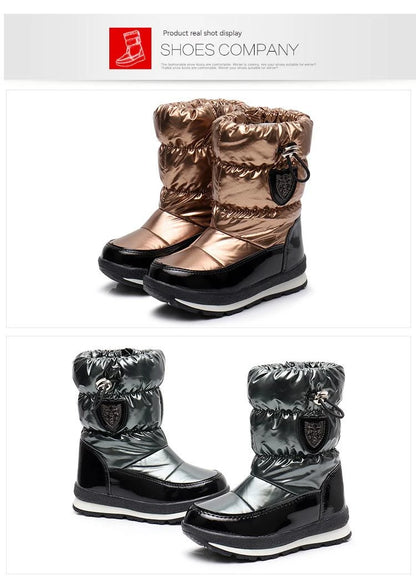 30% vera lana inverno caldo scarpe da bambino stivali da neve per bambini impermeabili -30 gradi tenere al caldo ragazze ragazzi stivali da neve scarpe per bambini