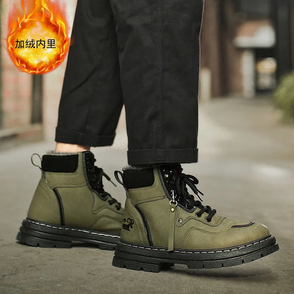 Stivali da uomo invernali Scarpe da esterno in cotone caldo peluche Nero Taglia 48 Scarpe da uomo resistenti al freddo con lacci impermeabili antiscivolo