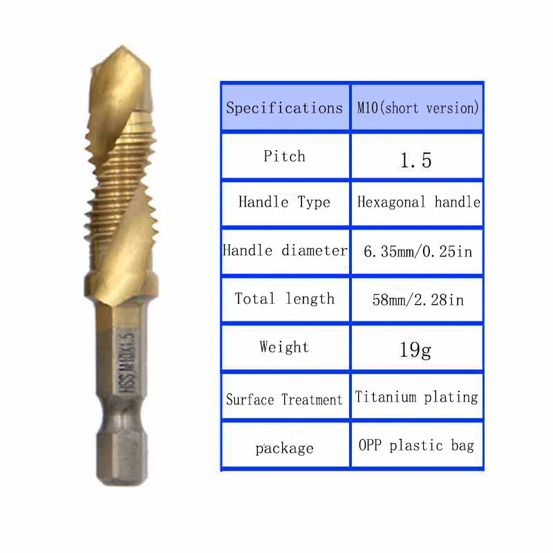Multi functional HSS drilling tapping integrated spiral tap hand-held electric drill tap tool chamfer machine composite tap