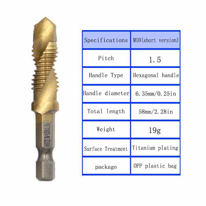 Multi functional HSS drilling tapping integrated spiral tap hand-held electric drill tap tool chamfer machine composite tap