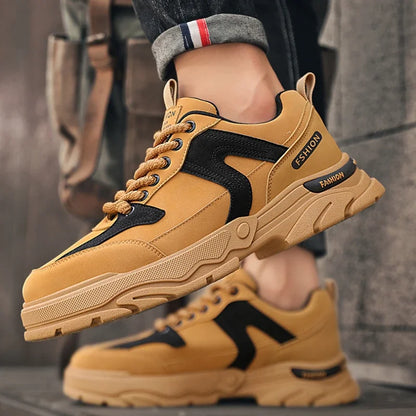 Fipatbu Scarpe casual primaverili da uomo Scarpe da ginnastica di lusso in pelle resistenti all'usura Chelsea Tattico Denim Combattimento Comode scarpe antinfortunistiche da lavoro