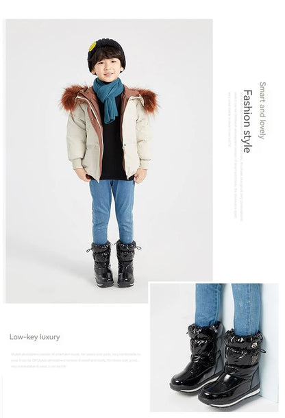 30% vera lana inverno caldo scarpe da bambino stivali da neve per bambini impermeabili -30 gradi tenere al caldo ragazze ragazzi stivali da neve scarpe per bambini