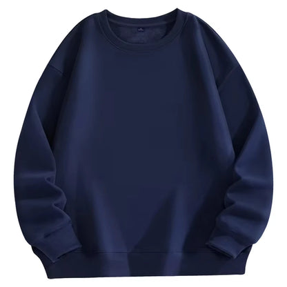 Felpa casual da uomo con scollo tondo e maniche lunghe, classica da uomo, tinta unita, ideale per le coppie, abbigliamento essenziale quotidiano