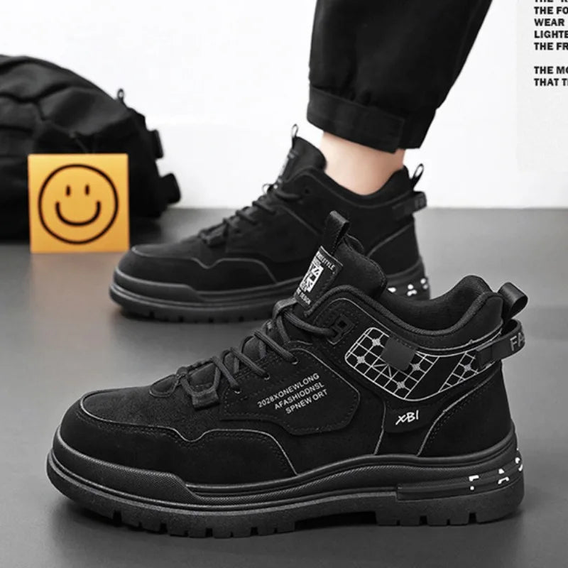 Scarpe Casual in pelle da uomo primavera traspirante spessore scarpe sportive studente moda High Top Skateboard scarpa stivaletto