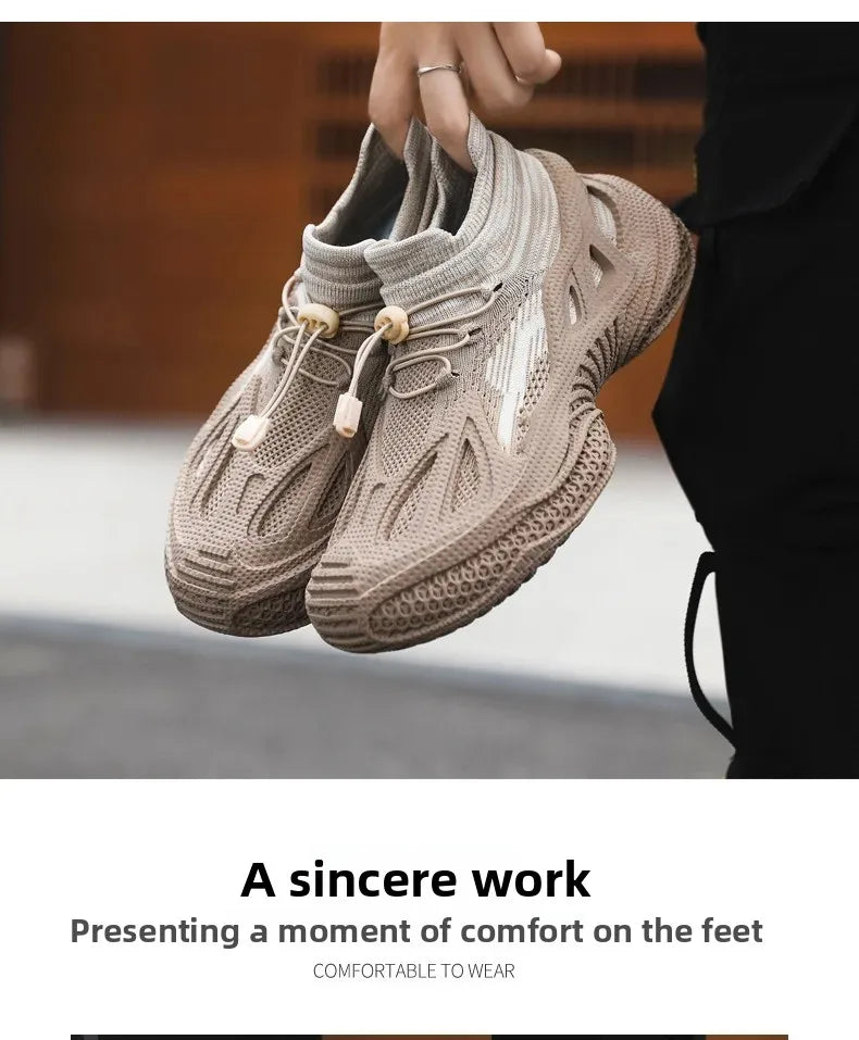 Scarpe da corsa da uomo Tomaia in mesh Traspirante Calzature sportive casual Tendenza estiva Ultraleggero Comodo Slip-on alla caviglia alta