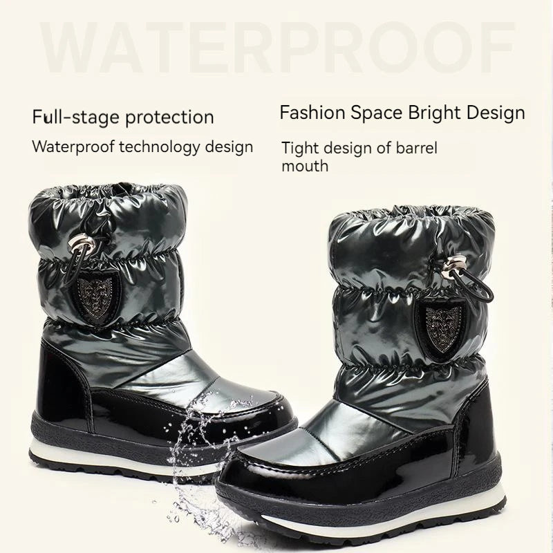 30% vera lana inverno caldo scarpe da bambino stivali da neve per bambini impermeabili -30 gradi tenere al caldo ragazze ragazzi stivali da neve scarpe per bambini