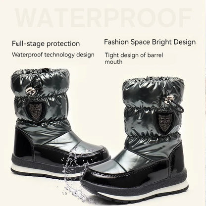 30% vera lana inverno caldo scarpe da bambino stivali da neve per bambini impermeabili -30 gradi tenere al caldo ragazze ragazzi stivali da neve scarpe per bambini