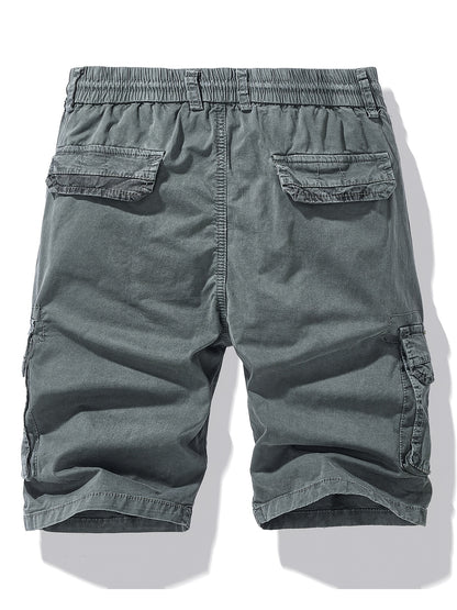 Men'S Heavy-Duty Work Shorts - Olive Green Cargo Pants with Multiple Utility Pockets, Non- Fabric for Construction, Outdoor, Everyday Casual - Adjustable Drawstring Waist - Model 9385, Outdoor Apparel, Functional Design, Dura