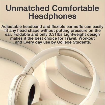 Cuffie wireless over-ear GENAI P2961 - 20 ore di riproduzione, comode e pieghevoli, connettività wireless, microfono con cancellazione del rumore, custodia di ricarica USB, ideali per viaggi, casa, ufficio - design bianco elegante