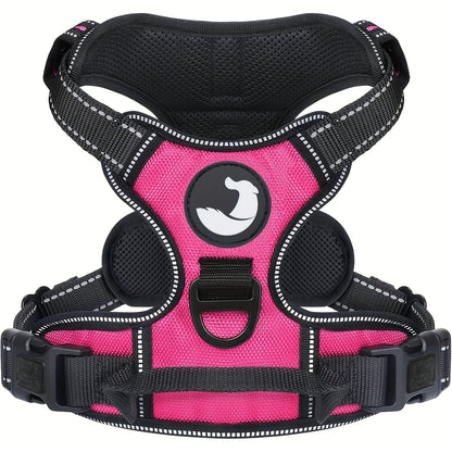 Dog Harness, Reflective No Choke Pet Vest With Front And Back 2 Leash Clips, Soft Padded Dog Harnesses With Easy Control Handle For Training And Walking