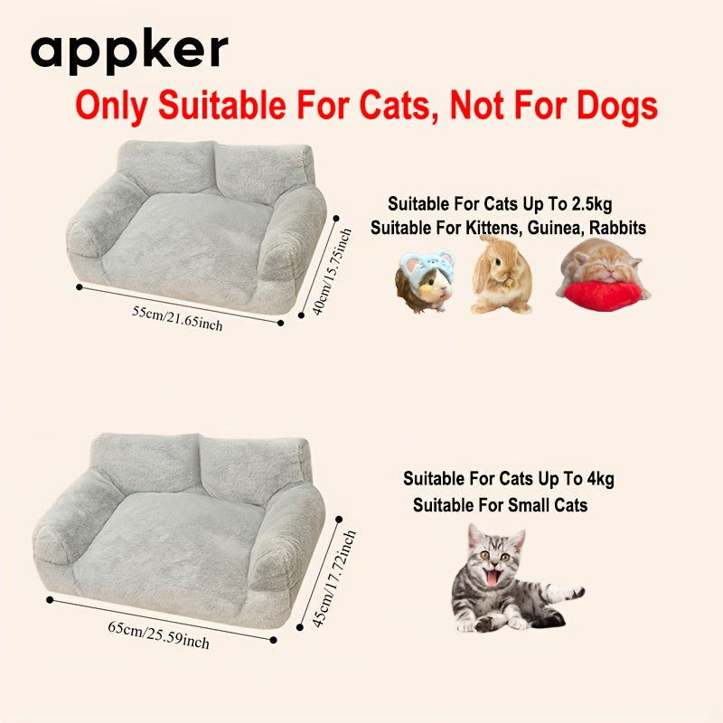 appker Gray Cat Sofa Bed - All Seasons Pet Sofa, Cat Bed, Comfortable Plush Sofa, Suitable for Autumn And Winter Seasons, Suitable for Indoor Cats, Comfortable Home Decoration, Cat Sofa Bed, Modern Pet Furniture, Also Suitabl