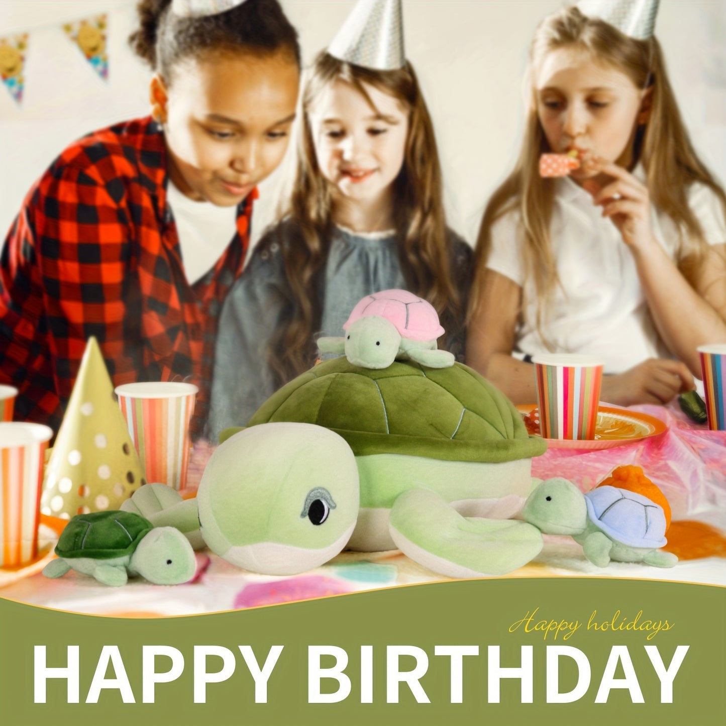 16Inch Turtle Stuffed Animals for Boys Girls Ages 3-8 - Mommy Turtle with 3 Baby Turtles- Magical Turtle Pillow Plushie Toys - Enchanting Cuddly Companions for Imaginative Play, Kids, Boys Birthday