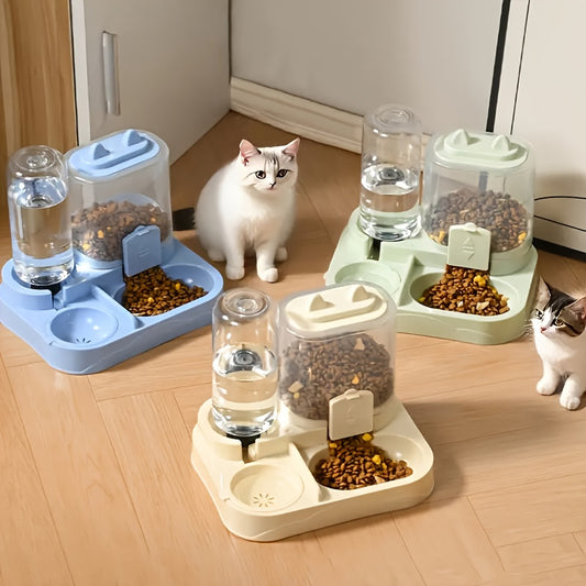 Automatic Gravity-Fed Pet Feeder System with 4 Size Options, Dual Wet/Dry Separation Design to Prevent Spills - No Batteries or Power Required. Suitable for Multiple Pets and Easy-to-Clean Durable Food & Water Dispenser; Idea