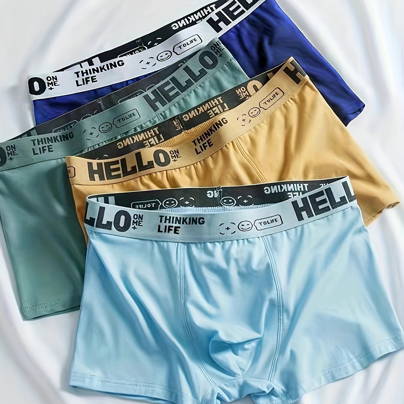 4PCS Men's Underpants Teenagers Men's Underpants Boxer Trendy Underpants Random Printing Non-positioning
