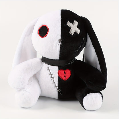 25cm/9.84in Creepy Gothic Bunny Plush, Spooky Bunny Stuffed Animal Cute Horror Dreadful Bunny Doll, Crazy Rabbit Plushie Toys For Halloween Easter Christmas Birthday Gift