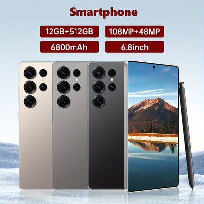 Ultimo telefono sbloccato da 17,27 cm con grande schermo 5G - 12 GB + 512 GB, doppia fotocamera da 48 MP + 108 MP, batteria da 6800 mAh, ricarica rapida, Android 13, cuffie, cavo di ricarica di tipo C, custodia, schermo