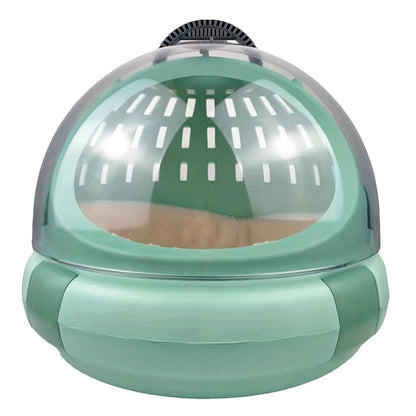 1pc Space Capsule Cat Litter Box, Portable Cat Carrier, PVC Material, Airline-Approved Pet Travel Carrier, Transparent Dome With Ventilation, Modern Cat Toilet, Handheld Cat Cage