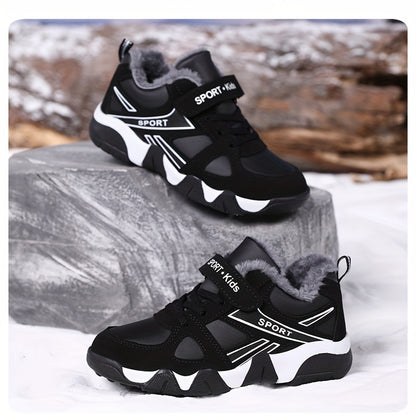 Boy's Trendy Snow Boots With Warm Plush Lining, Comfy Non Slip Casual Soft Sole Sneakers, Winter