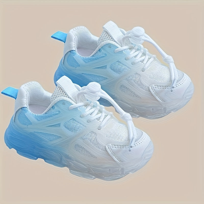 Sneakers in mesh traspirante per bambini con luci LED - Design geometrico alla moda, suola in PVC antiscivolo per ragazzi e ragazze