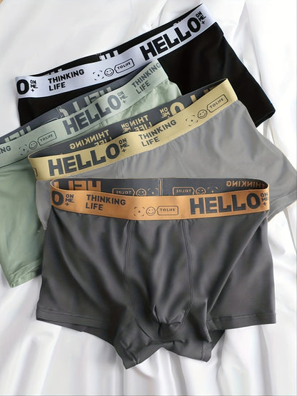 4PCS Men's Underpants Teenagers Men's Underpants Boxer Trendy Underpants Random Printing Non-positioning